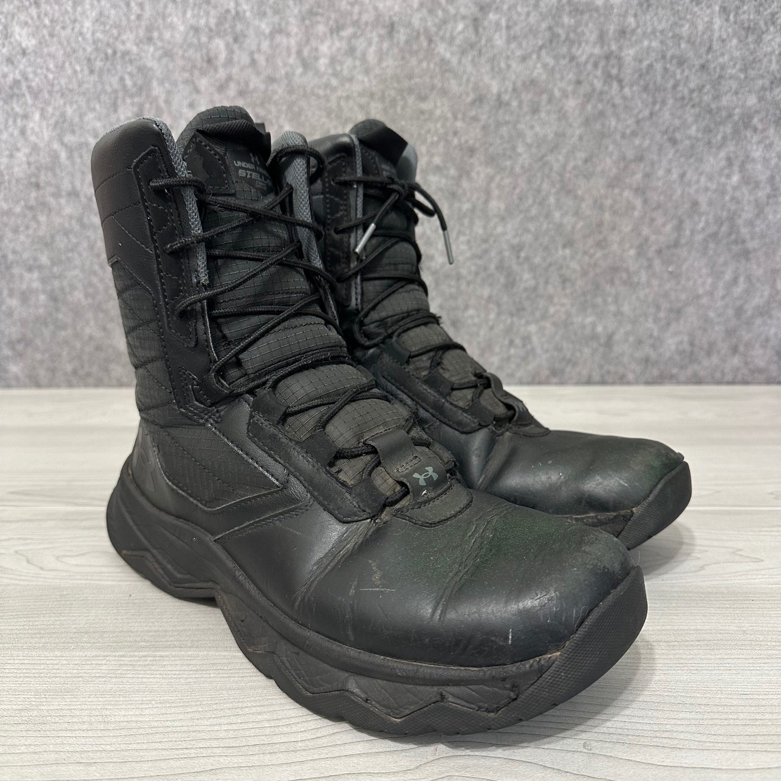 Under Armour Stellar G2 Tactical Boots Mens 9.5 Black Zip Military Duty Work