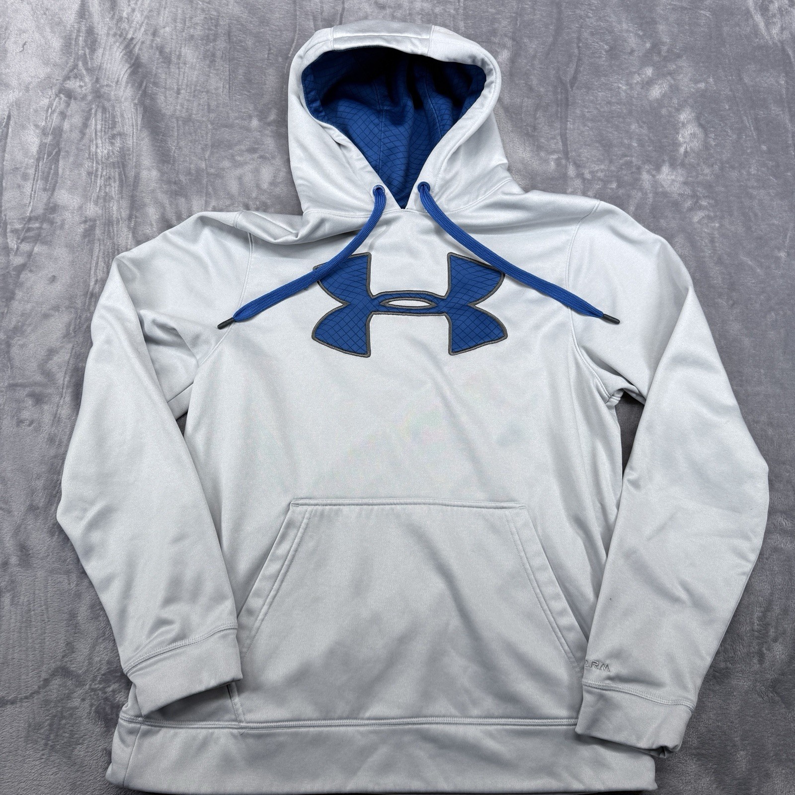 Under Armour Storm Light  Gray Logo Pullover Hoodie With Pocket Size Small