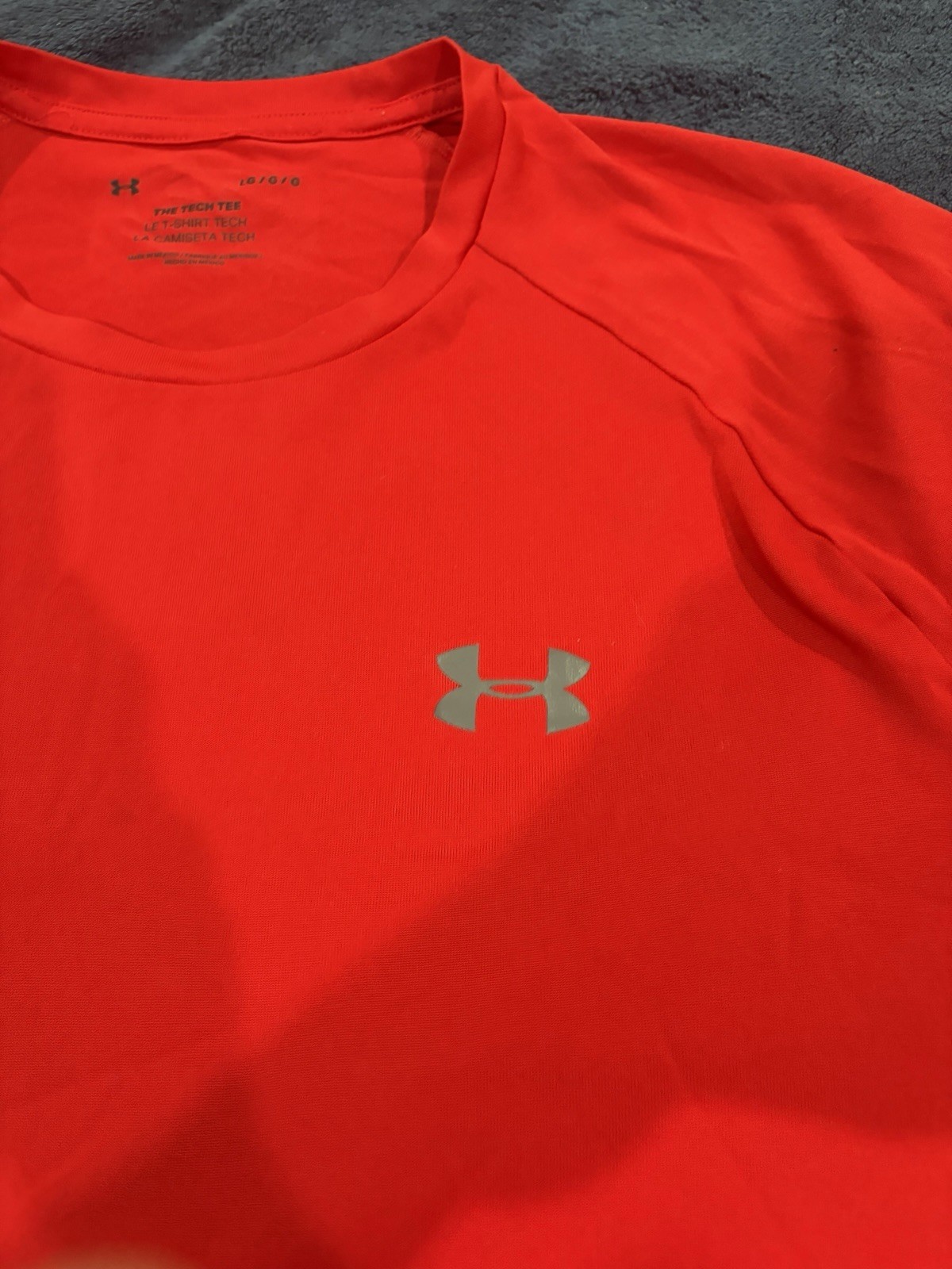 Under Armour The Tech Tee Red Solid Logo Lightweight Crew Neck T-Shirt Men’s L