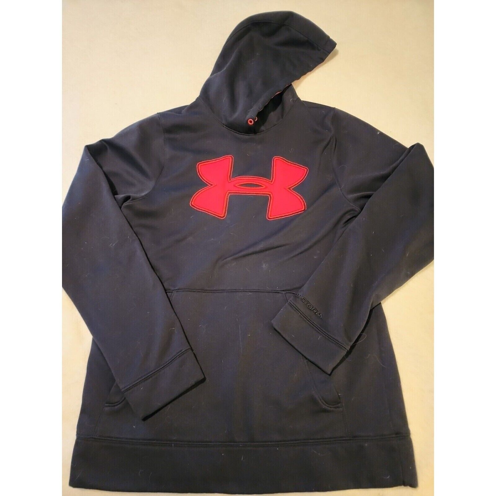 Under Armour Hoodie Pullover Sweatshirt Big Logo Activewear Black Small