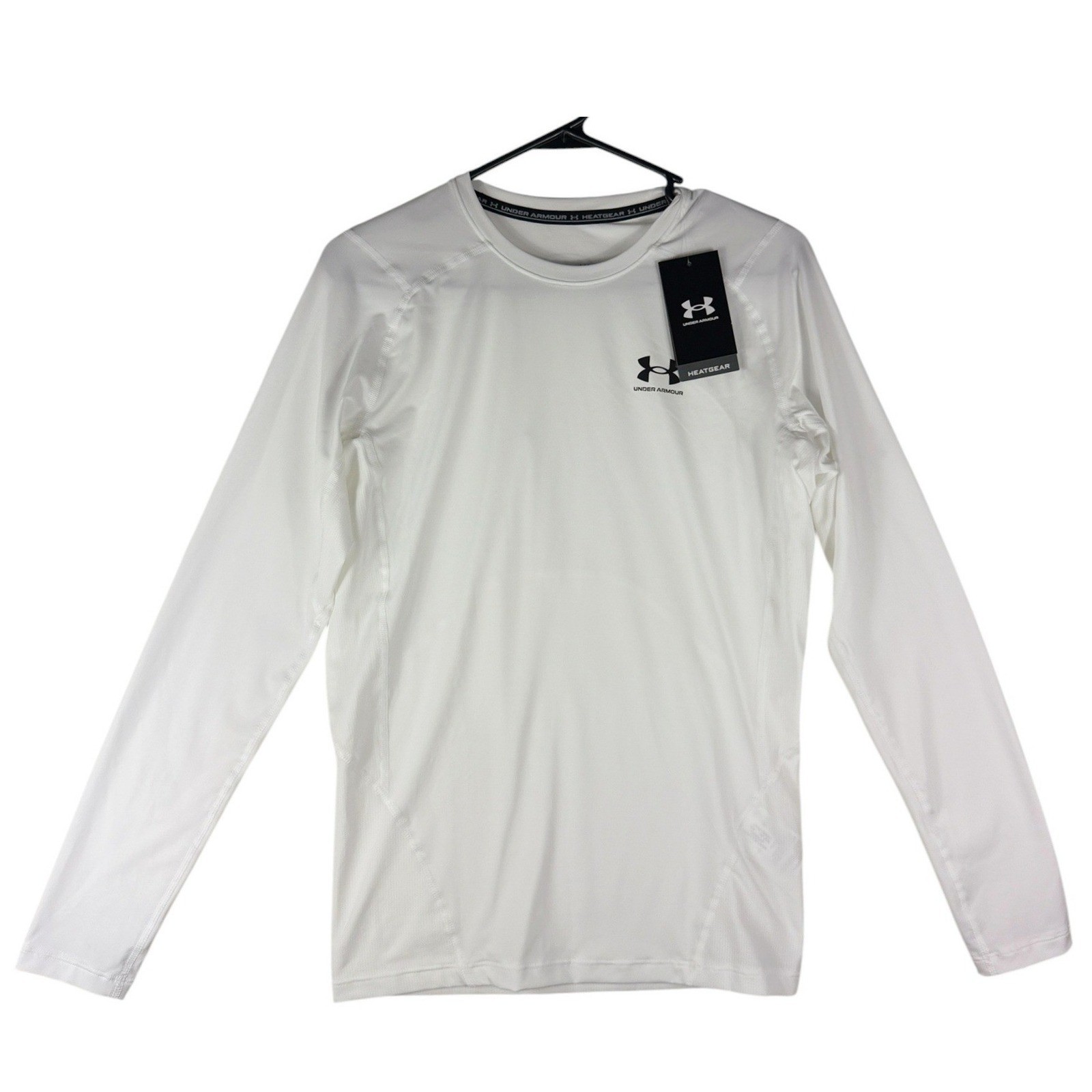 Under Armour Mens HeatGear Armour Compression Long Sleeve White Shirt Large NWT