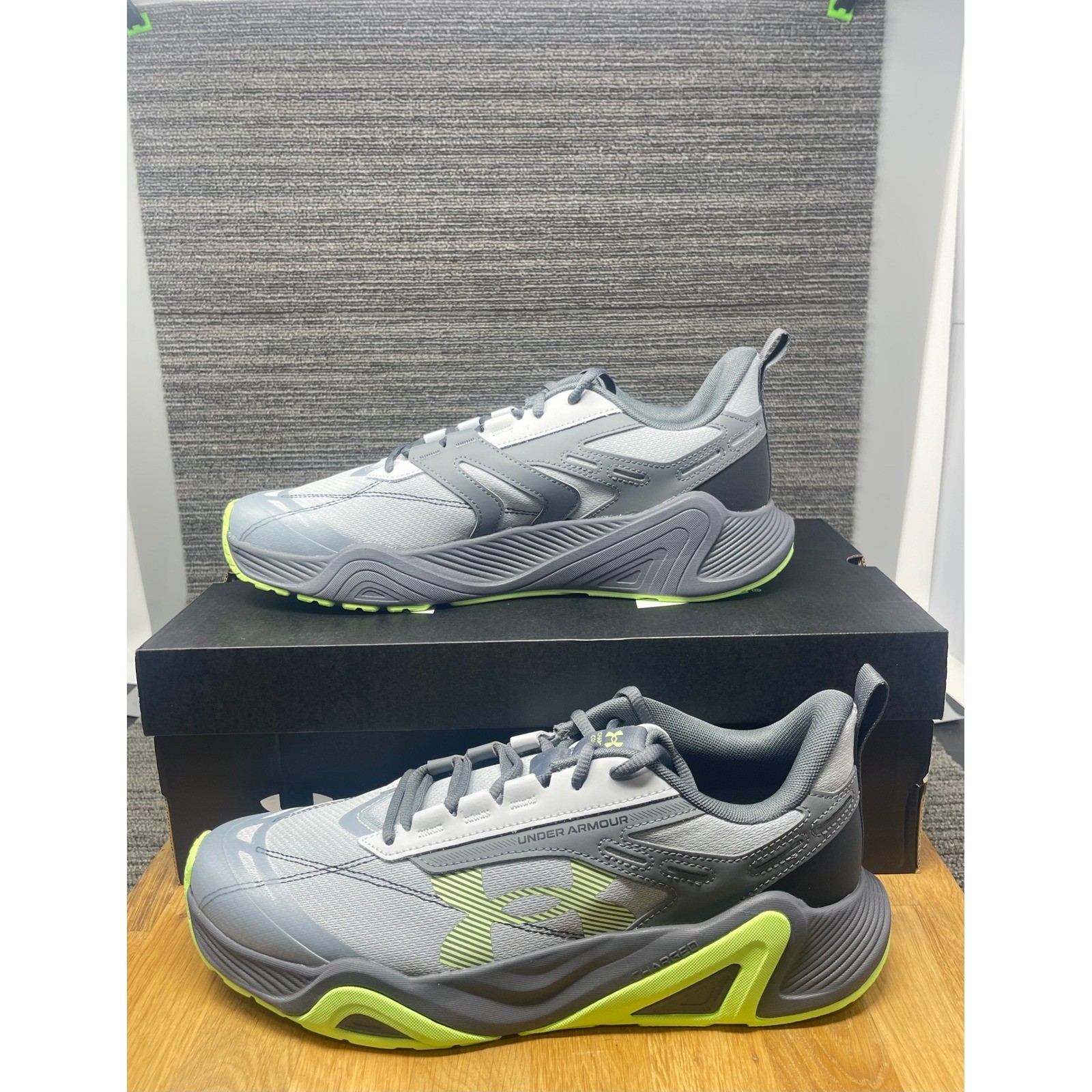 Under Armour Charged Commit TR 3 Shoes Mens 11 Grey Green Training Sneakers NEW