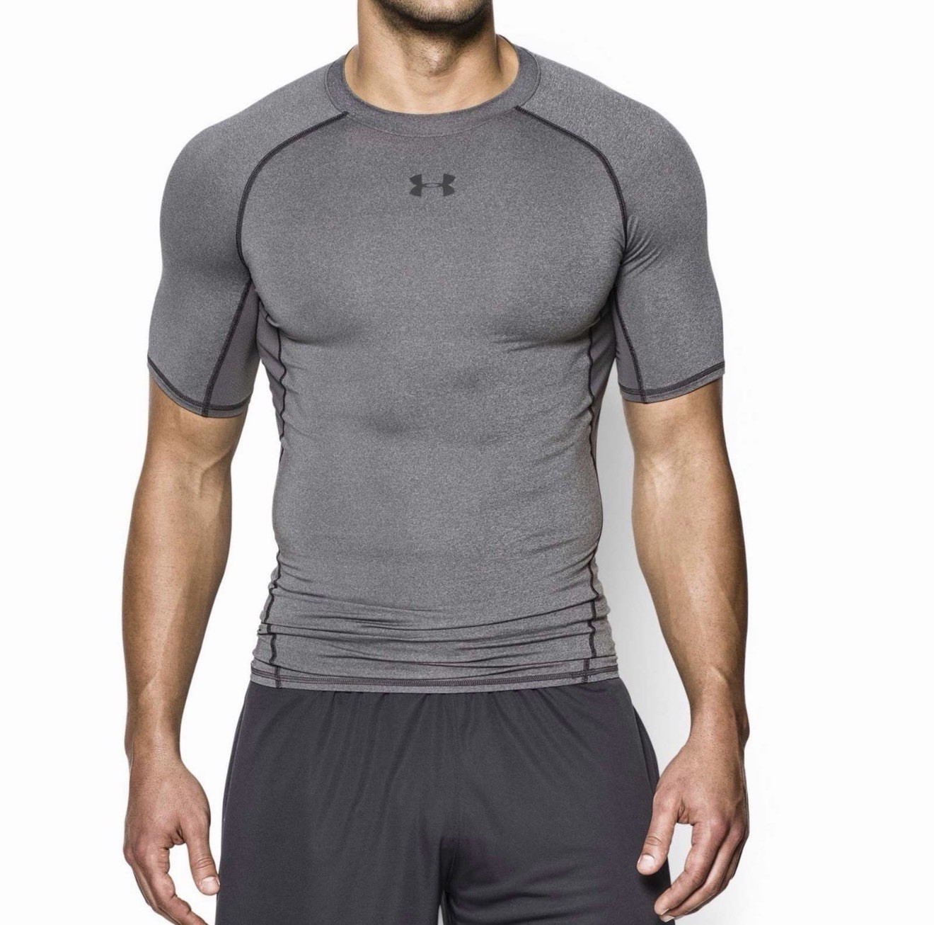 Mens Under Armour Spandex Compression Shirt  Gray Large