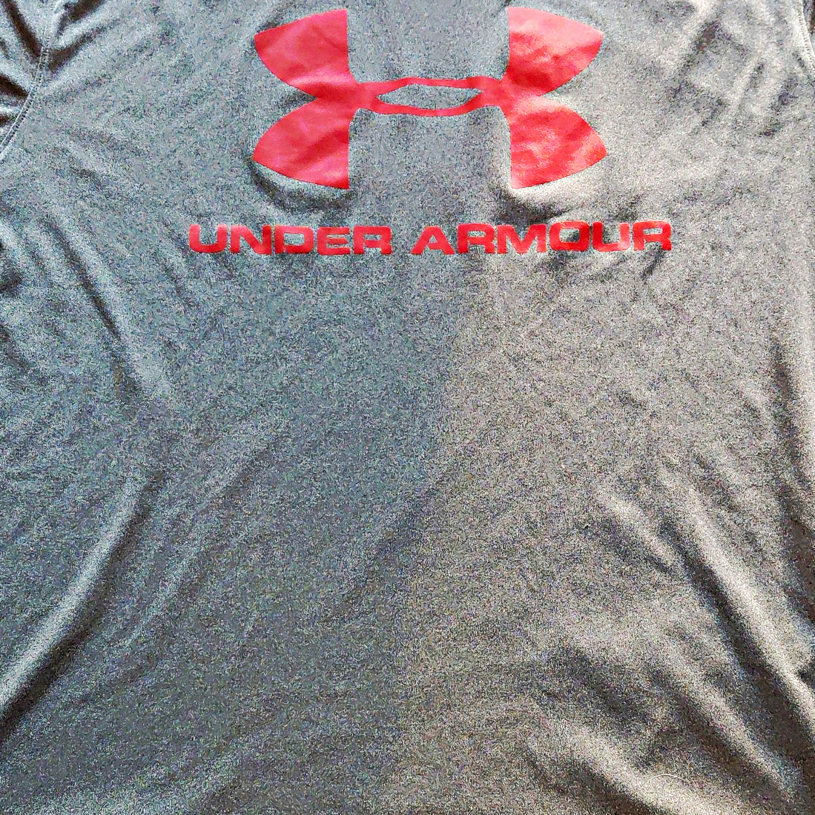 Under Armour HeatGear Compression T-Shirt Gray/Red Logo Crew Neck Men’s L